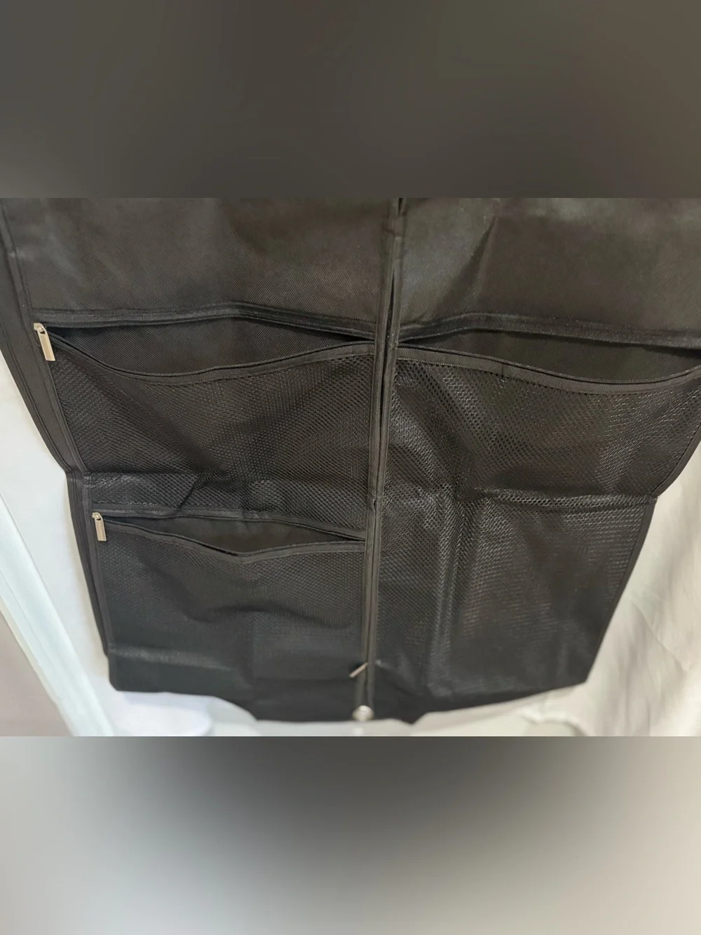 Two Black Hanging Garment Bags With Mesh Pockets. - Picture 6 of 14